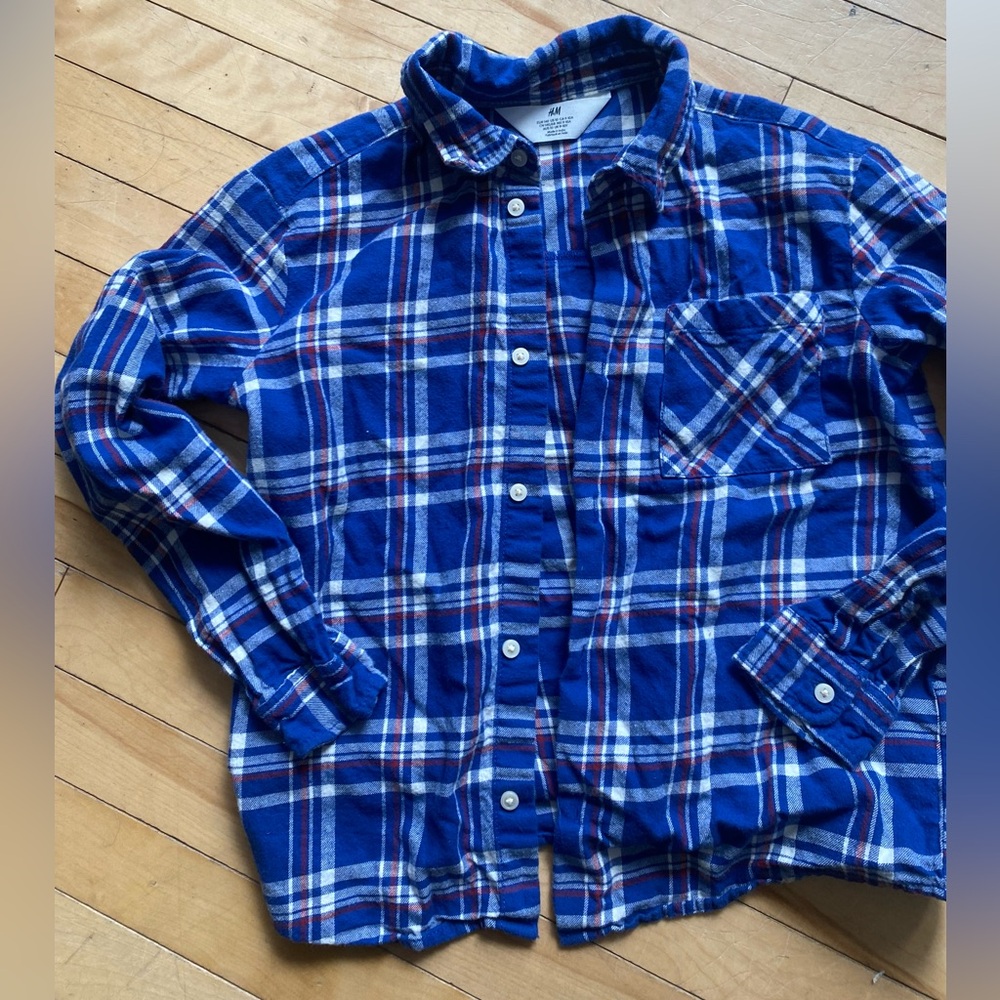 H&M Blue and Red Plaid Shirt (Boys 9-10)